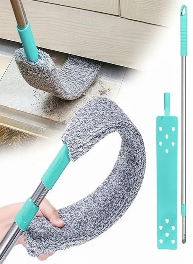 EXOMOON منفضة غبار من الألياف الدقيقة من إكسومون لتنظيف الفجوات والأرائك والأسقف العالية وتحت الأجهزة والثلاجات والأثاث، فرشاة قابلة للغسل والسحب، مقبض طويل قابل للتمديد من الفولاذ المقاوم للصدأ. - Image 1